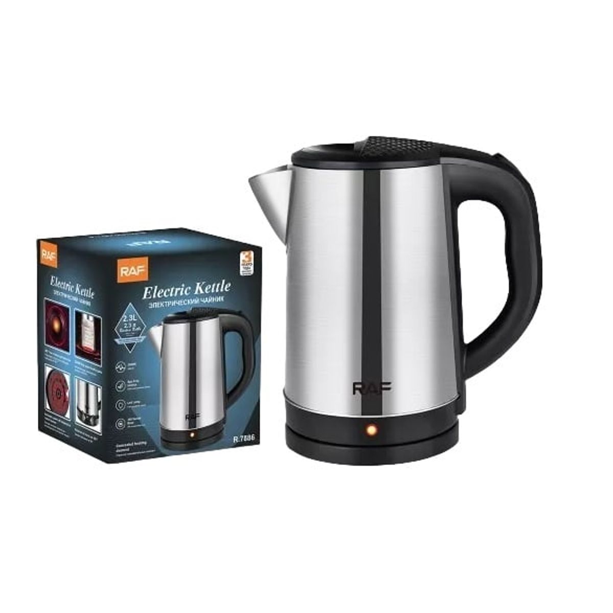 RAFF - HERVIDOR JARRA DE AGUA ELÉCTRICO 2.3 LITROS ACERO INOXIDABLE