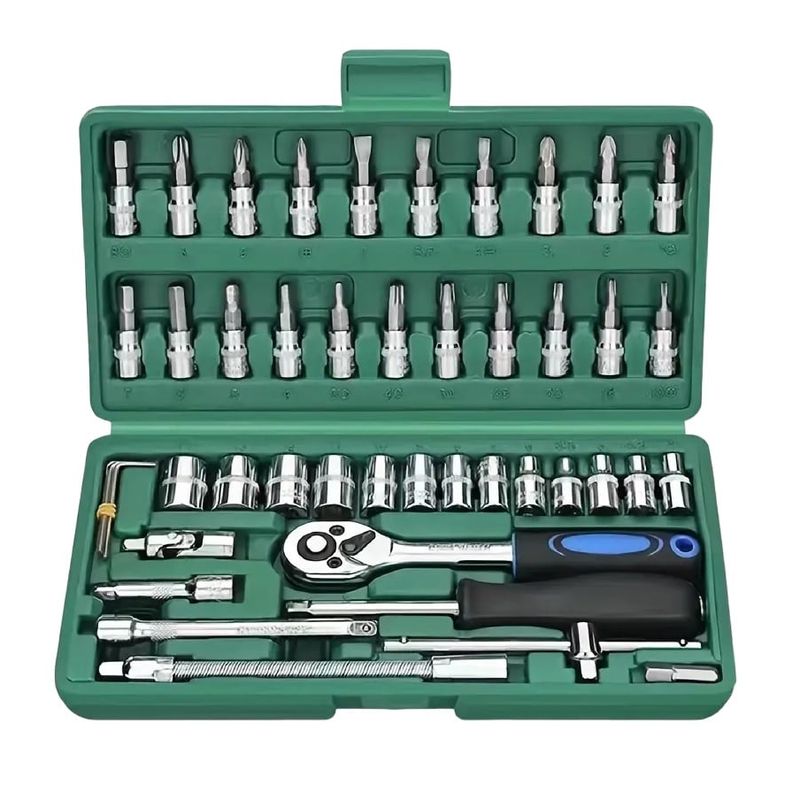 GENERICO - JUEGO KIT DE LLAVES HERRAMIENTAS DE 46 PIEZAS - VERDE