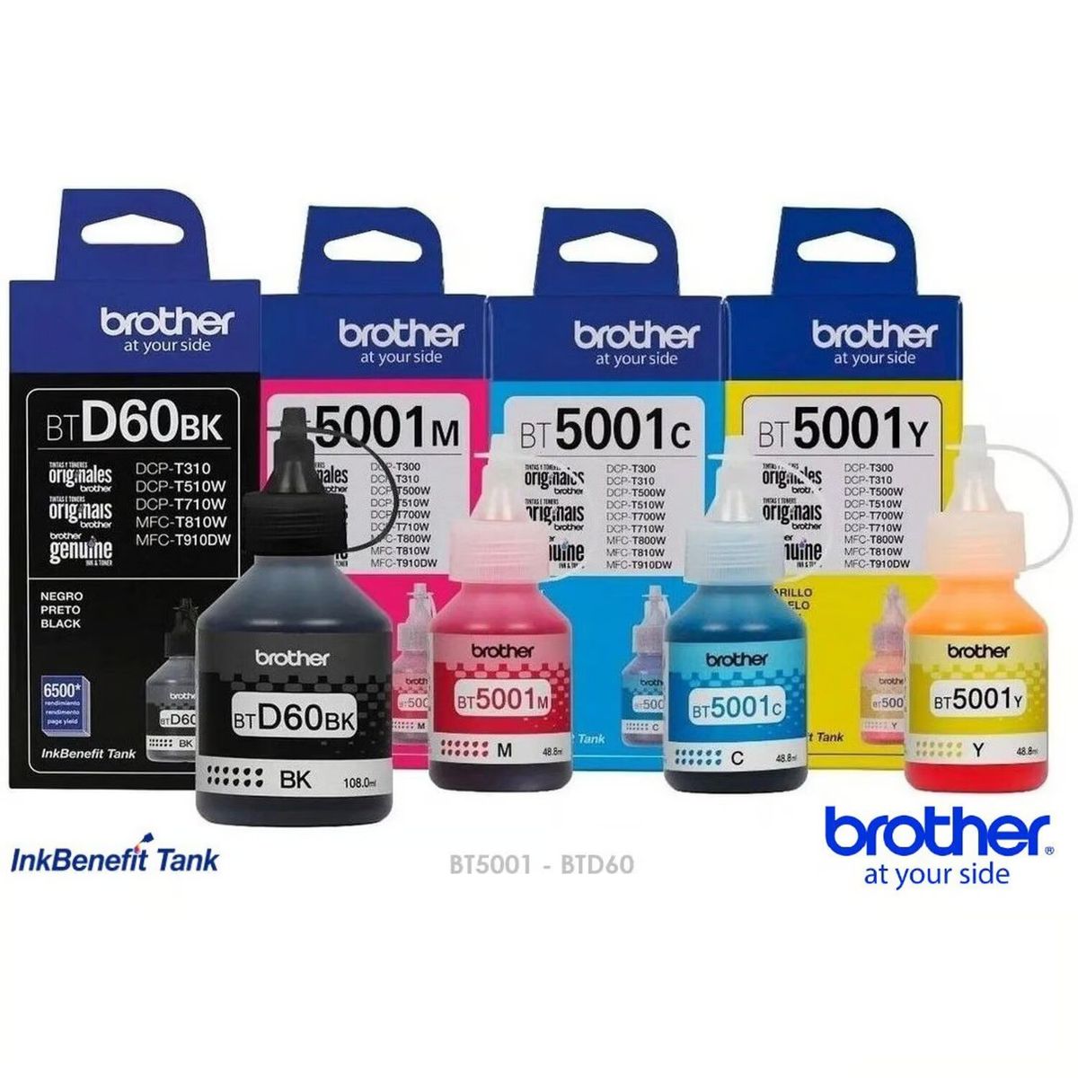 BROTHER - KIT DE 4 TINTAS BROTHER BTD-60BK BT-5001C BT-5001M BT-5001 ORIGINAL