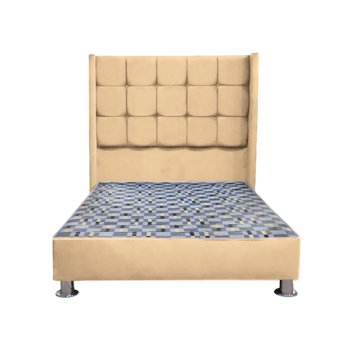 MUEBLES MACRUMO - Cama tapizada Atenas Brazo Recto - 1.5 Plz - color beige