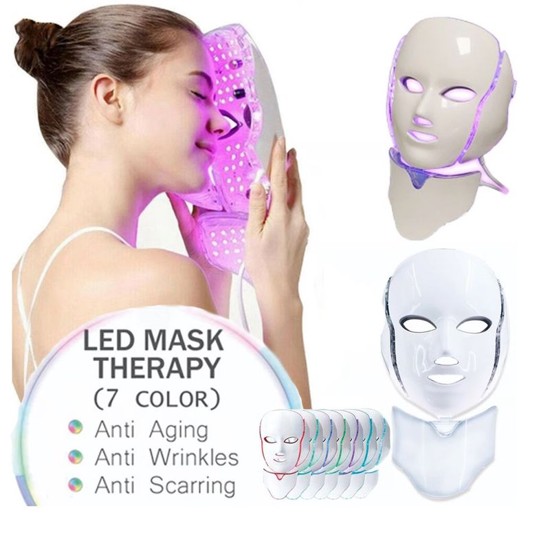 GENERICO - Máscara Facial y collarín De Máscara Luz Led 7 Colores
