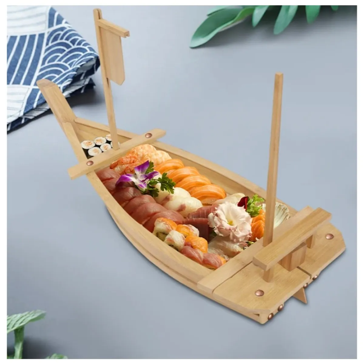 GENERICO - Tabla De Bambu Barco 80cm Makis Sushi