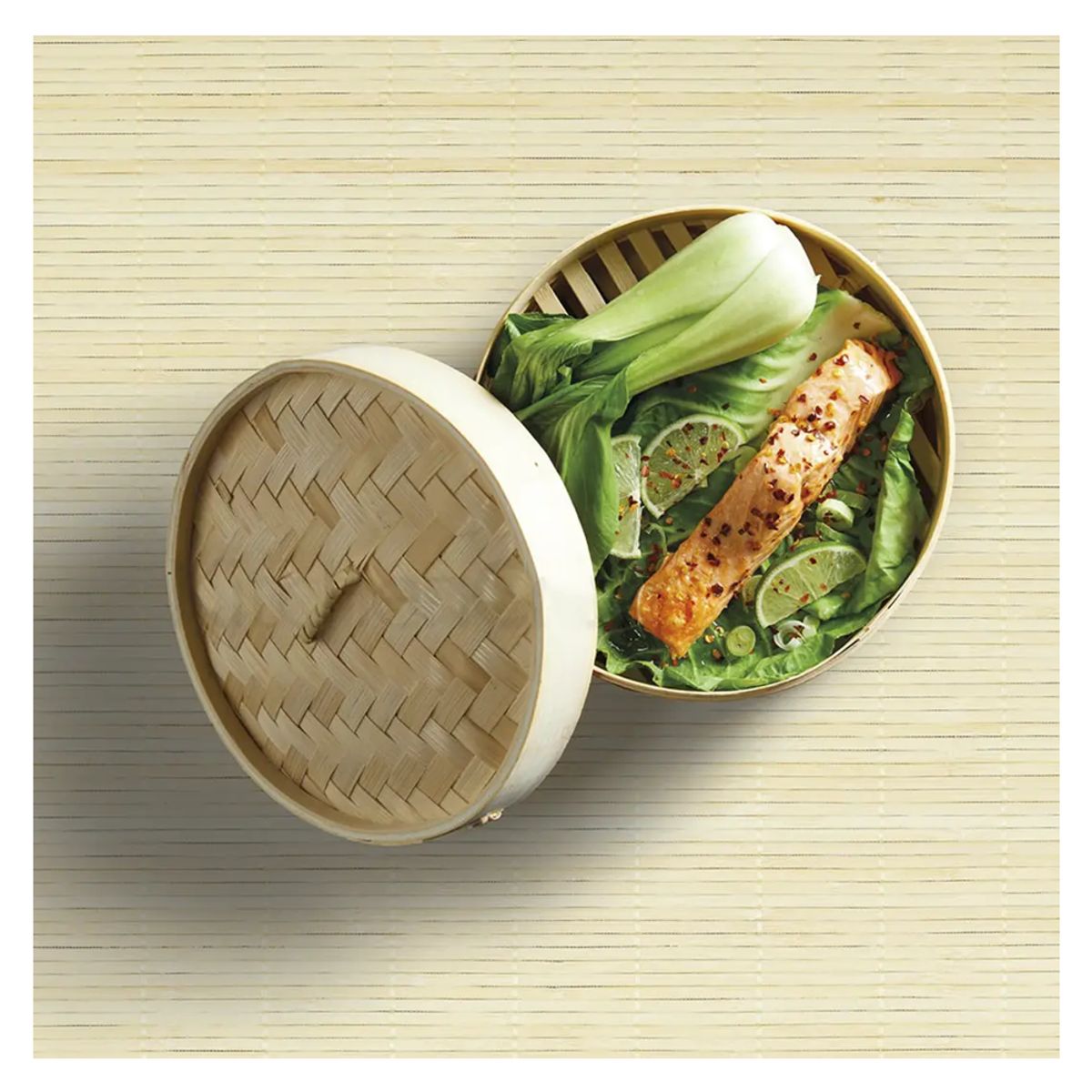 GENERICO - Vaporera De Bambu 1 Piso Con Tapa 19cm diam 2pza