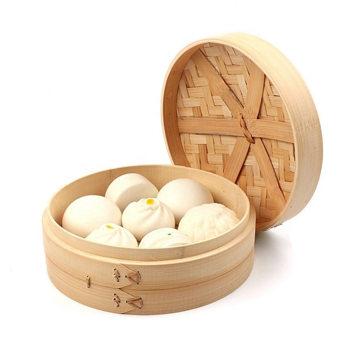 GENERICO - Vaporera De Bambu 1 Piso Con Tapa 23cm diam 2pza