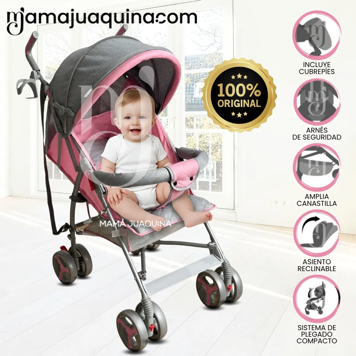 BABY - Coche Bastón «MAINSON» Dark Pink