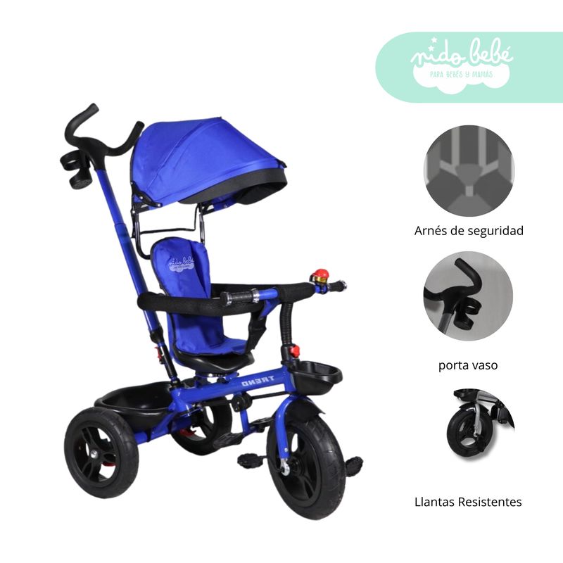 GENERICO - Triciclo con Guiador modelo Bobs color Azul
