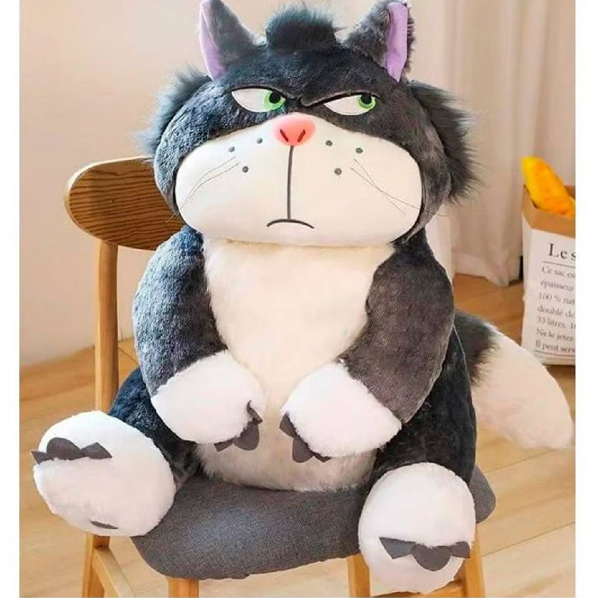 OEM - Peluche Gato Lucifer 80cm - Gato Kawaii Enfadado Cenicienta