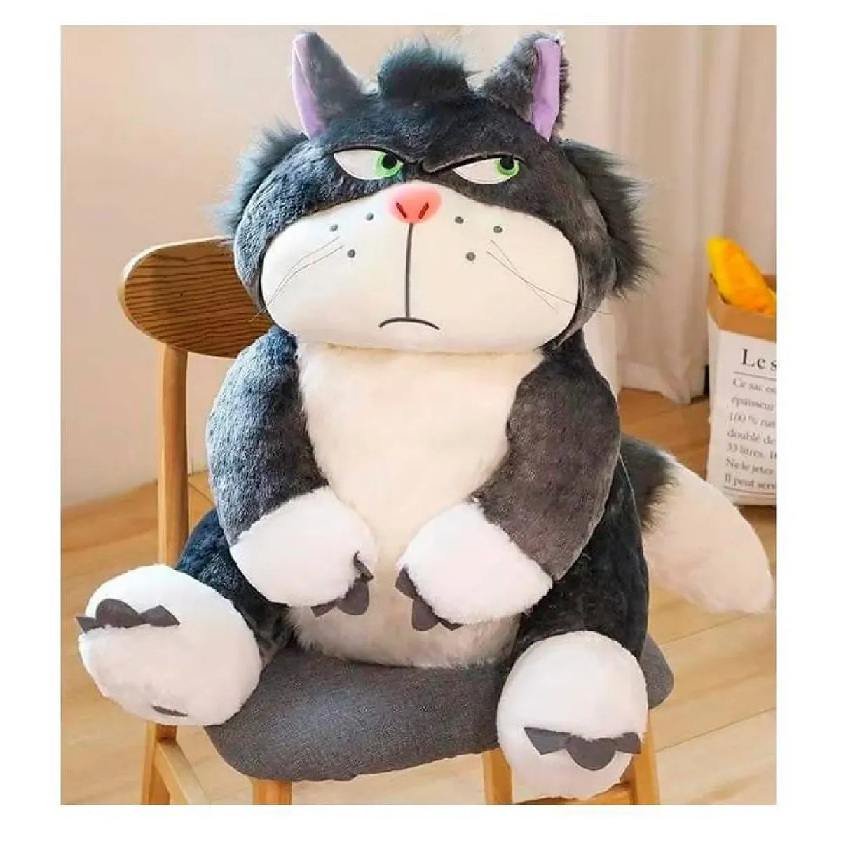 OEM - Peluche Gato Lucifer 80cm - Gato Kawaii Enfadado Cenicienta