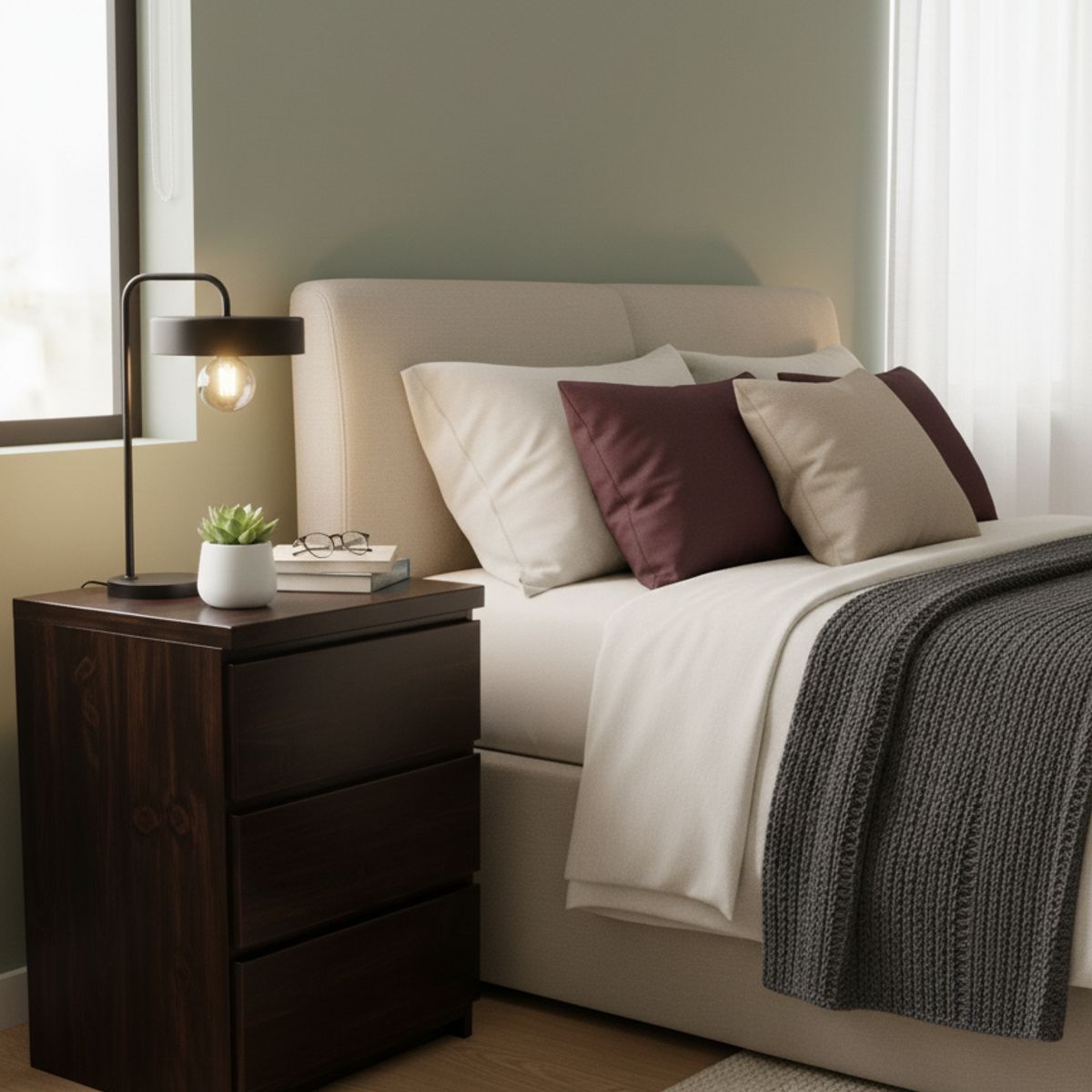 GENERICO - VELADOR DE PINO COLOR NOGAL