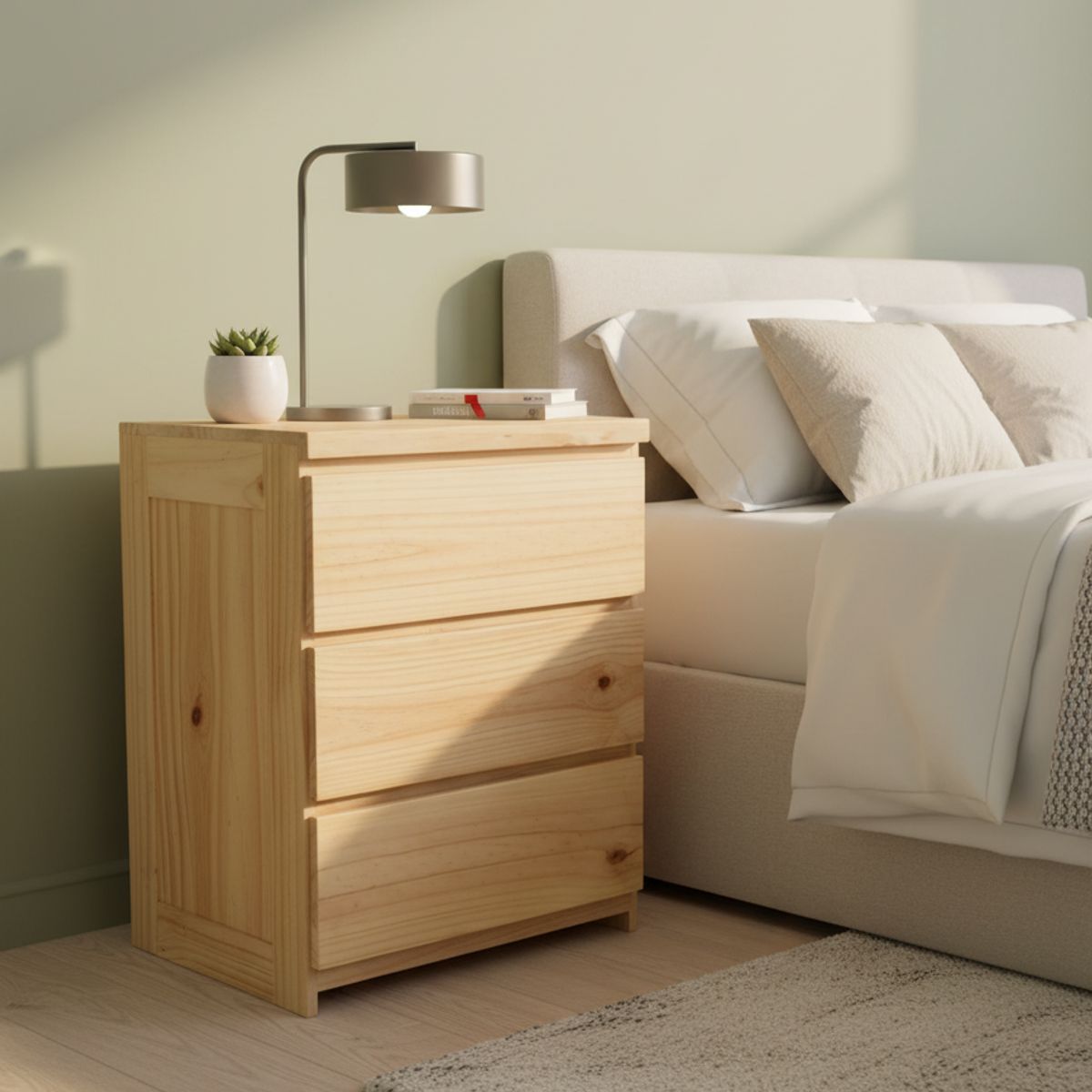 GENERICO - VELADOR DE PINO COLOR NATURAL