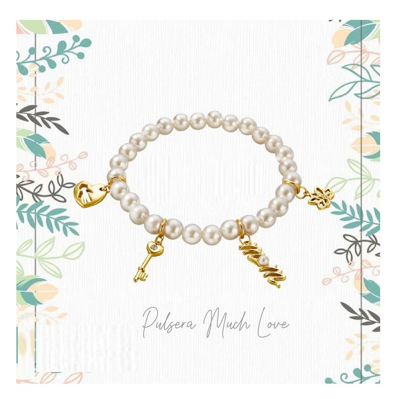 ESIKA - Pulsera Much Love Perlas y Dijes con Baño de24k - con Cristales