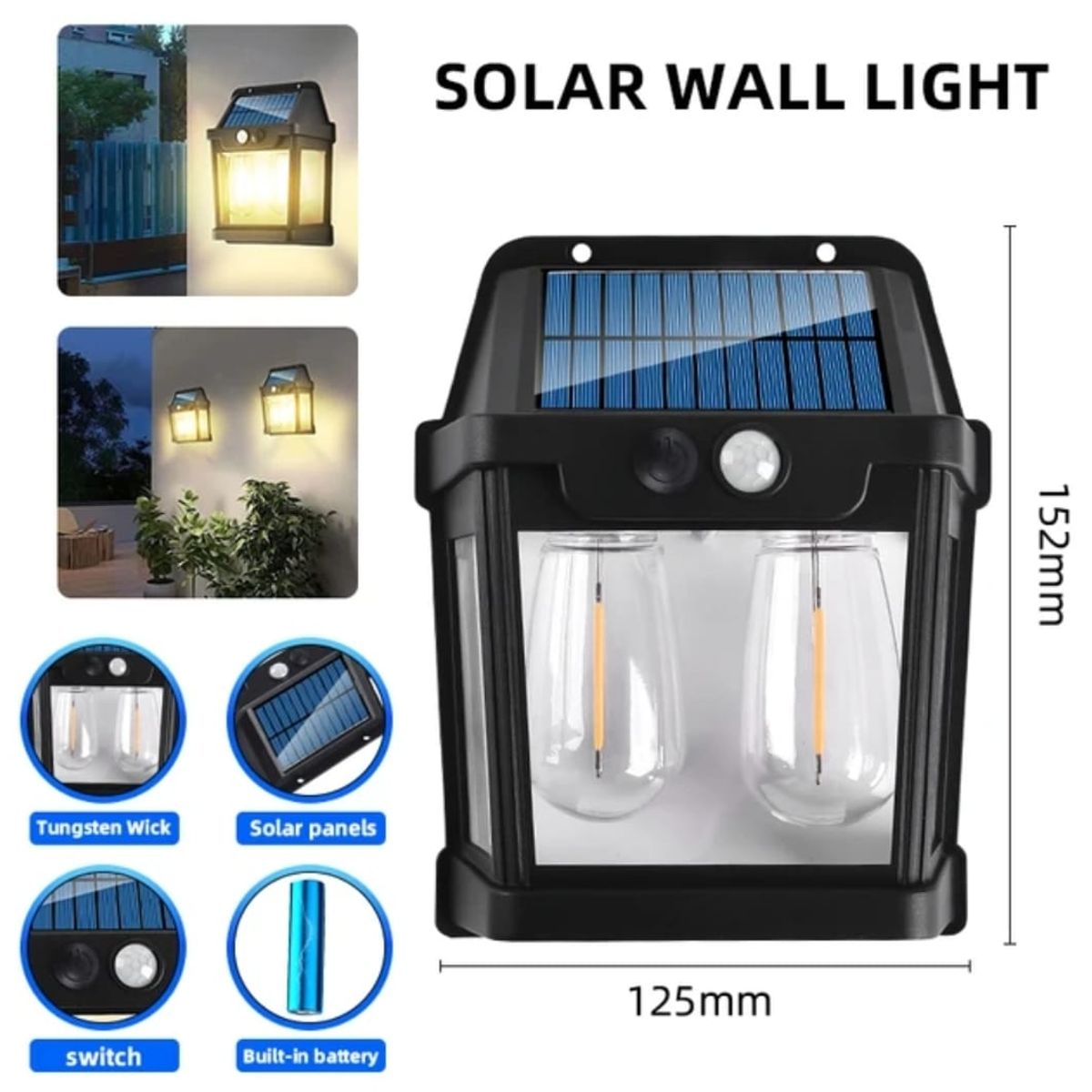 GENERICO - LÁMPARA FOCO SOLAR PARED SENSOR DE MOVIMIENTO RECARGABLE EXTERIORES