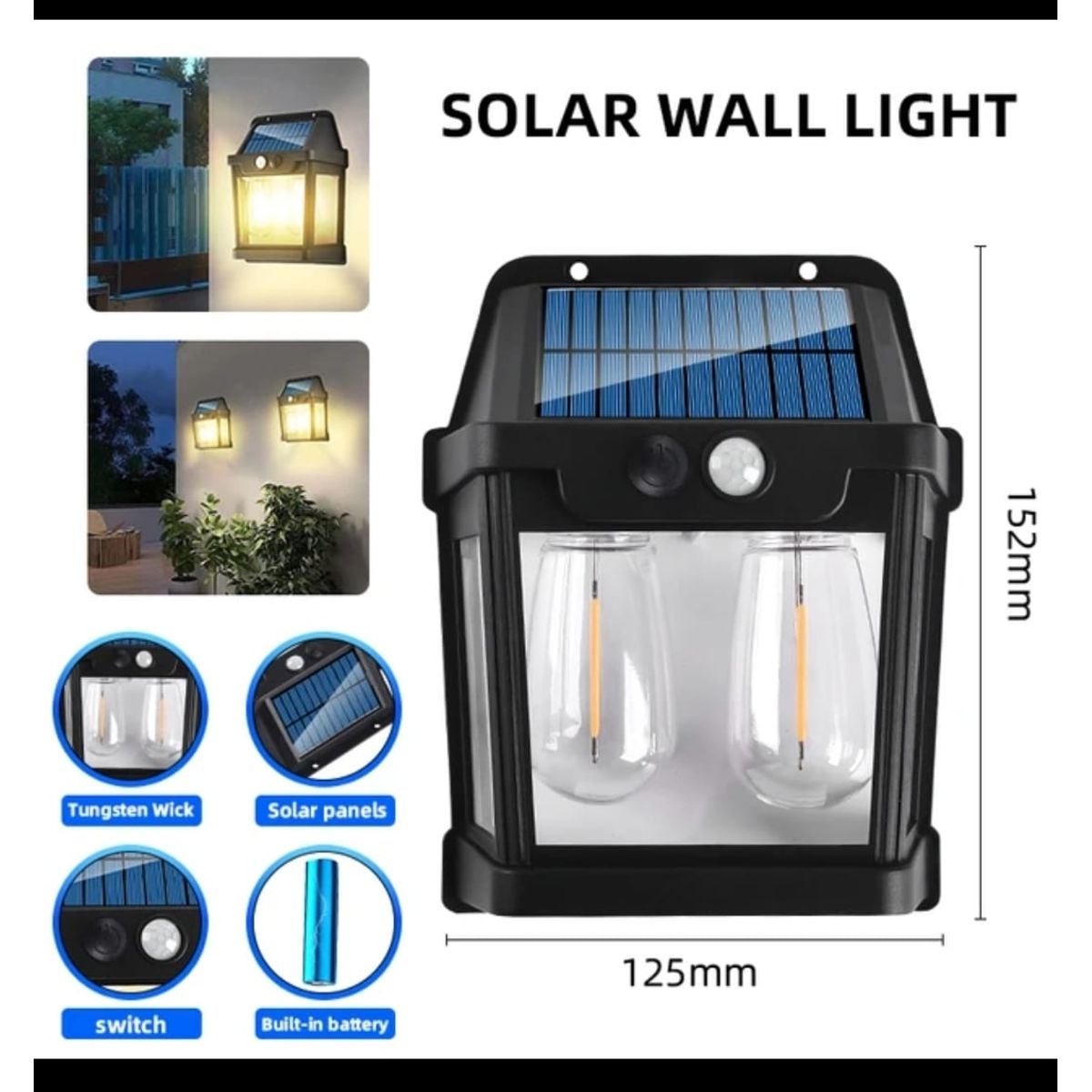 GENERICO - LÁMPARA FOCO SOLAR PARED SENSOR DE MOVIMIENTO RECARGABLE EXTERIORES