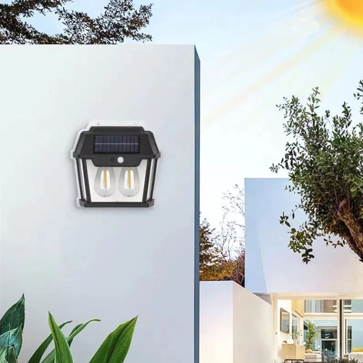 GENERICO - LÁMPARA FOCO SOLAR PARED SENSOR DE MOVIMIENTO RECARGABLE EXTERIORES
