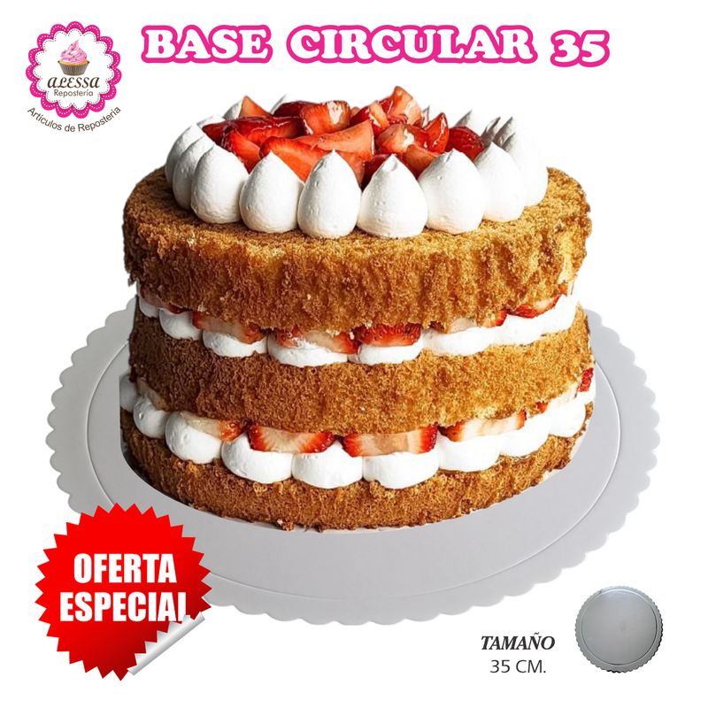 GENERICO - 50 Bases Blancas de Torta Pastel de 35 cm. para Repostería