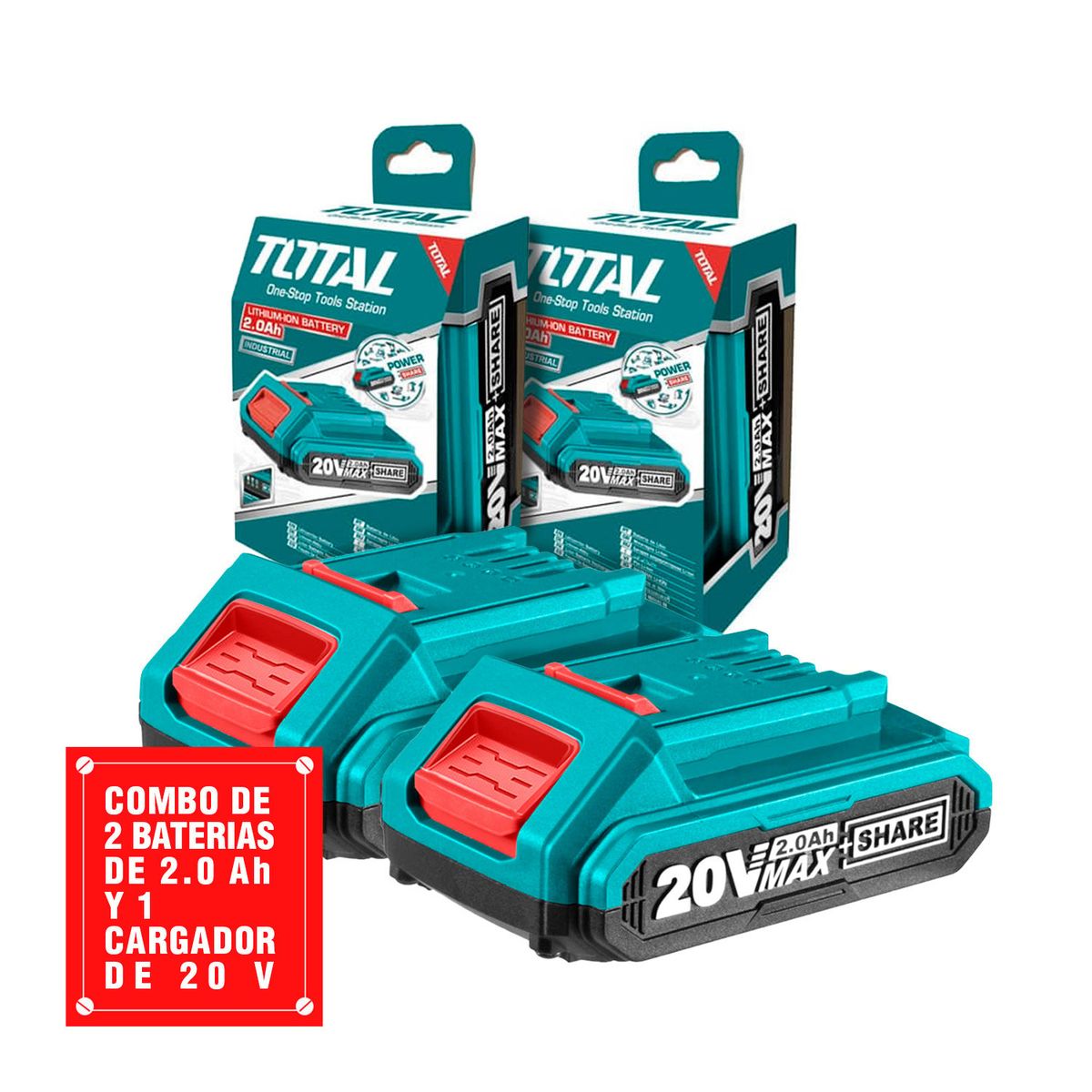TOTAL TOOLS - BATERÍA 20V 2AH LITHIO TOTAL PORTÁTIL INDICADOR LED X2 U