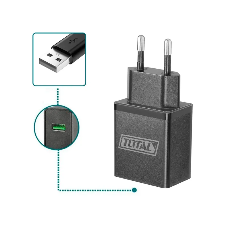 TOTAL TOOLS - CARGADOR 5V 2A USB TIPO A CORRIENTE ADAPTADOR CELULAR TOTAL