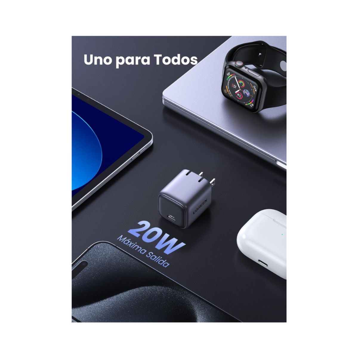 UGREEN - Cargador UGREEN Nexode 20W Carga Rapida PD Tipo C UGREEN CD318