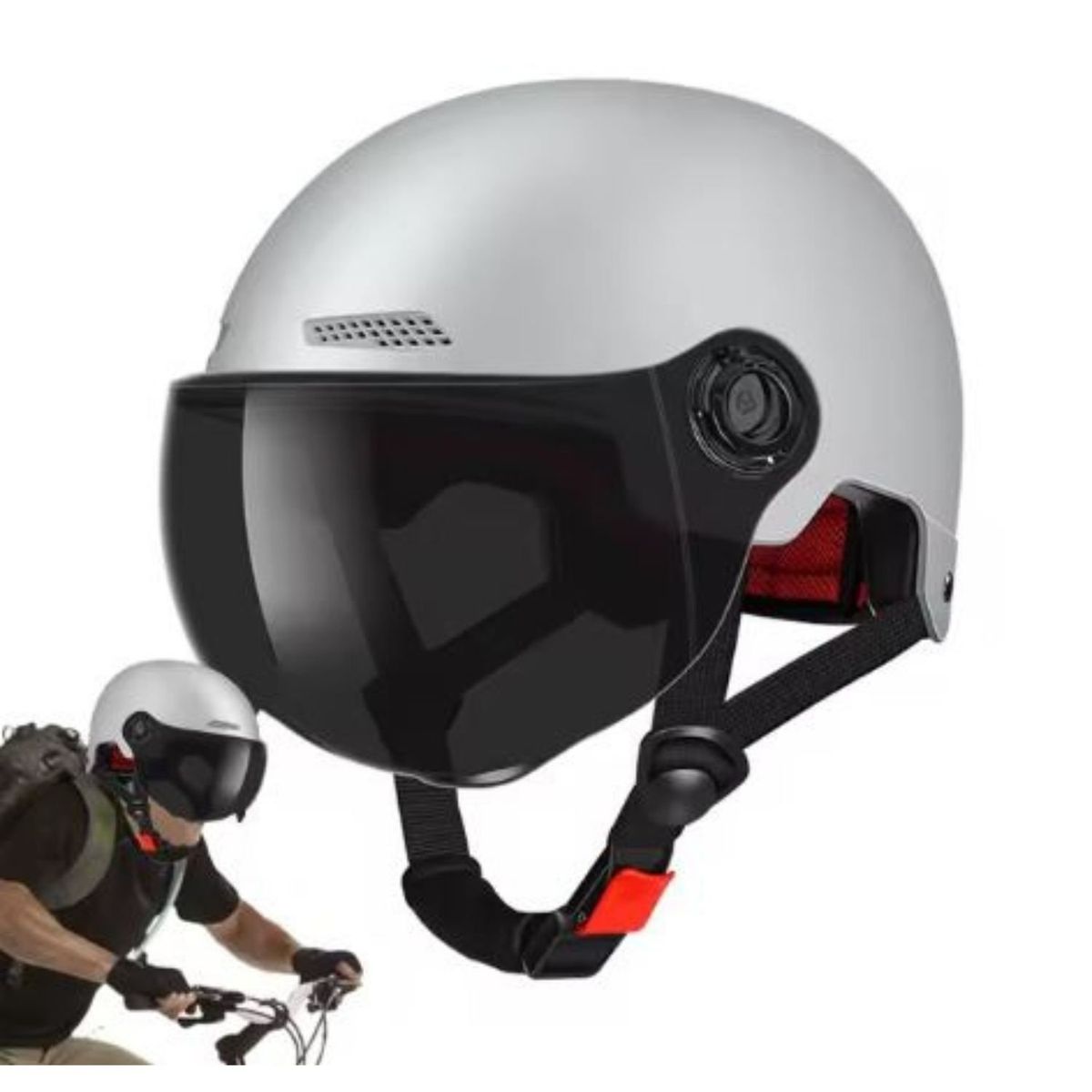 GENERICO - Casco de Protección Deportes Gris Transparente