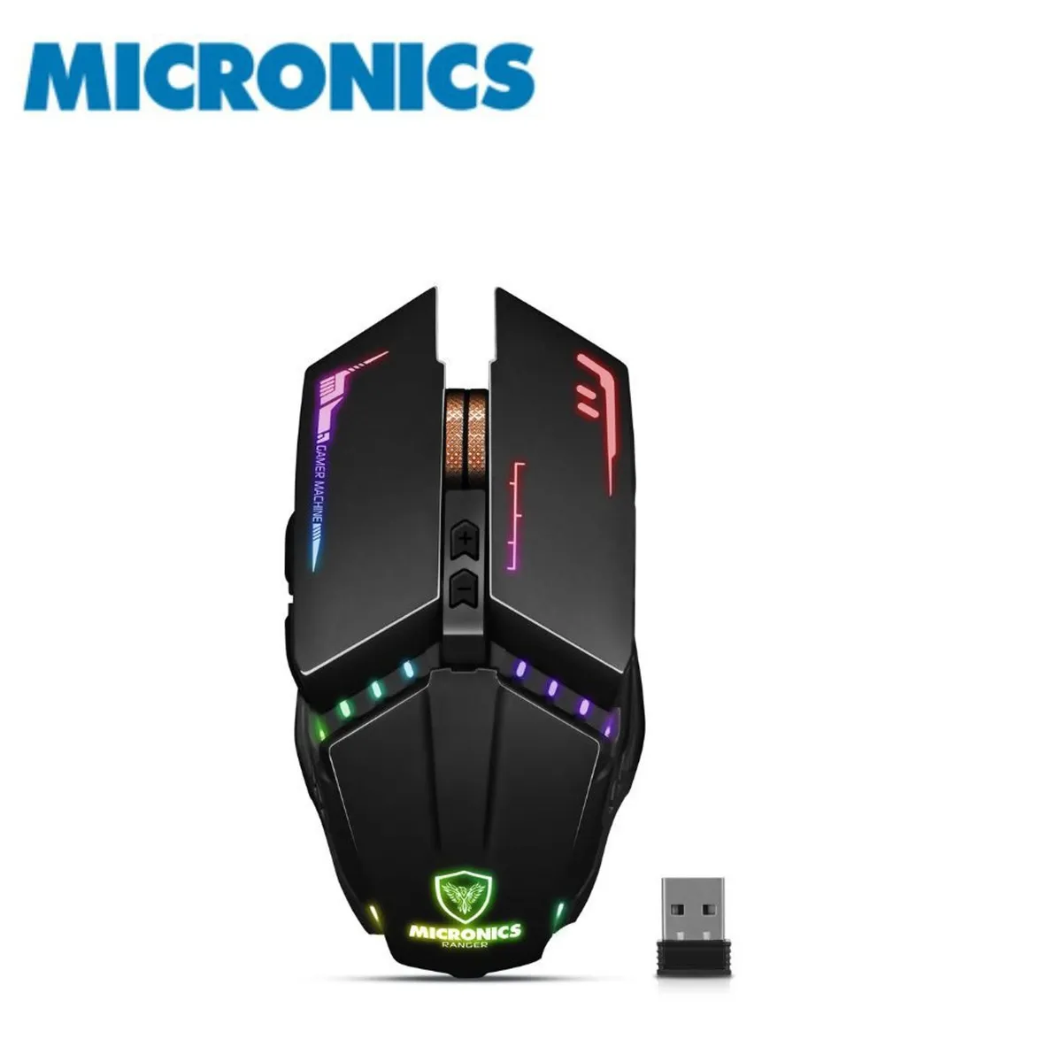 MICRONICS - Mouse Inalámbrico Gamer Recargable Ranger RX 7LEDS 4800DPI