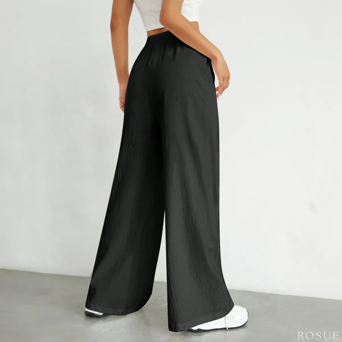 ROSUE - Pantalón con cordón en la cintura fresco holgado Viena