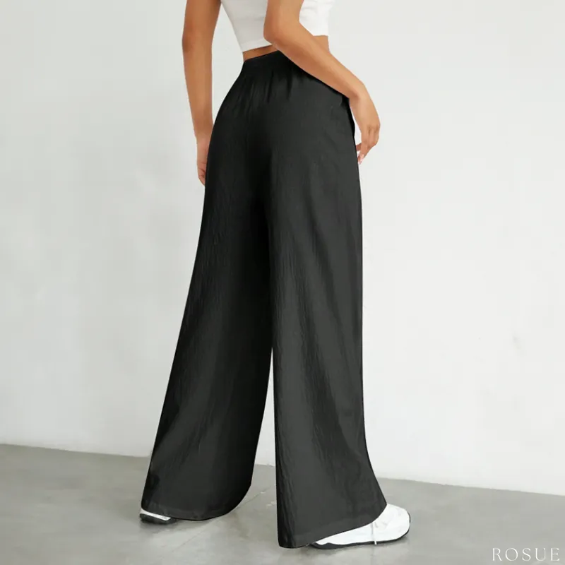 ROSUE - Pantalón con cordón en la cintura fresco holgado Viena