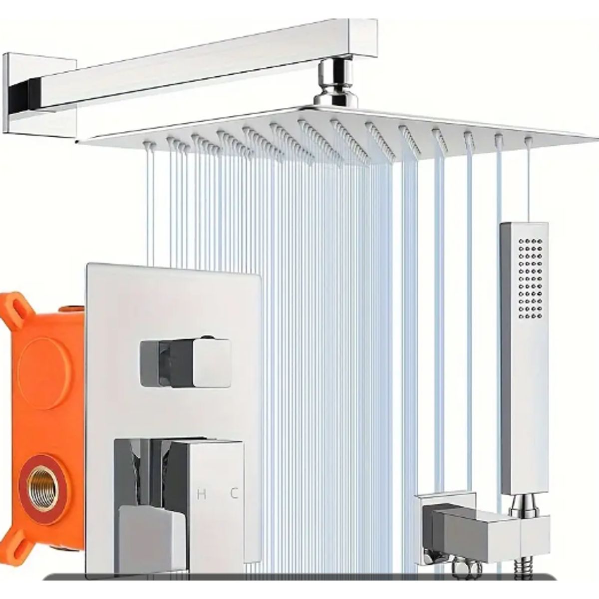 GENERICO - COMBO SET Mezcladora Monocomando Ducha Completo Acero Inoxidable