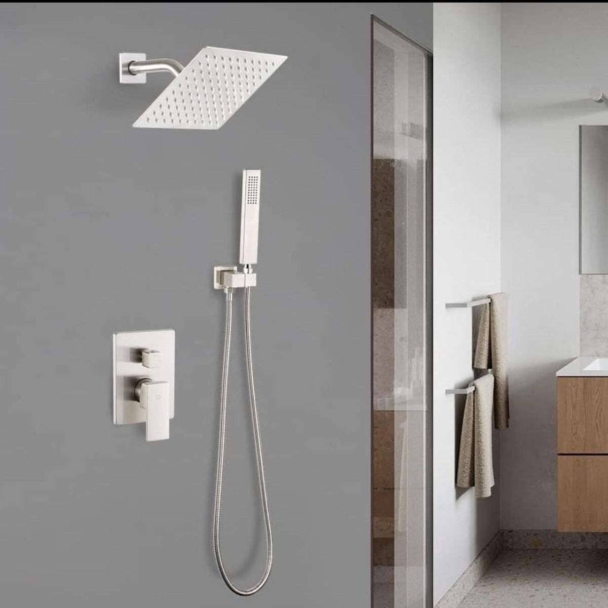 GENERICO - COMBO SET Mezcladora Monocomando Ducha Completo Acero Inoxidable