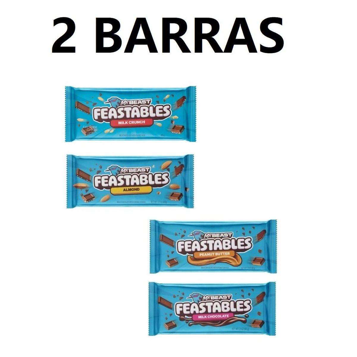 IMPORTADO MC - Chocolate mr beast feastable 2 barras sabores aleatorios