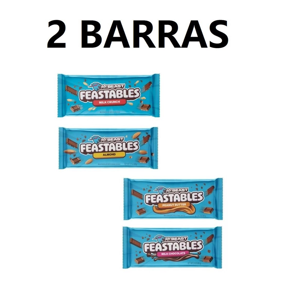 IMPORTADO MC - Chocolate mr beast feastable 2 barras sabores aleatorios
