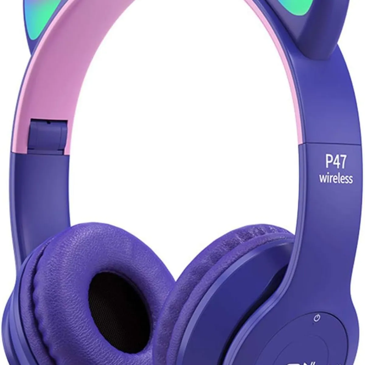 GENERICO - Auriculares inalámbricos con Bluetooth con orejas de Gatito Morado.