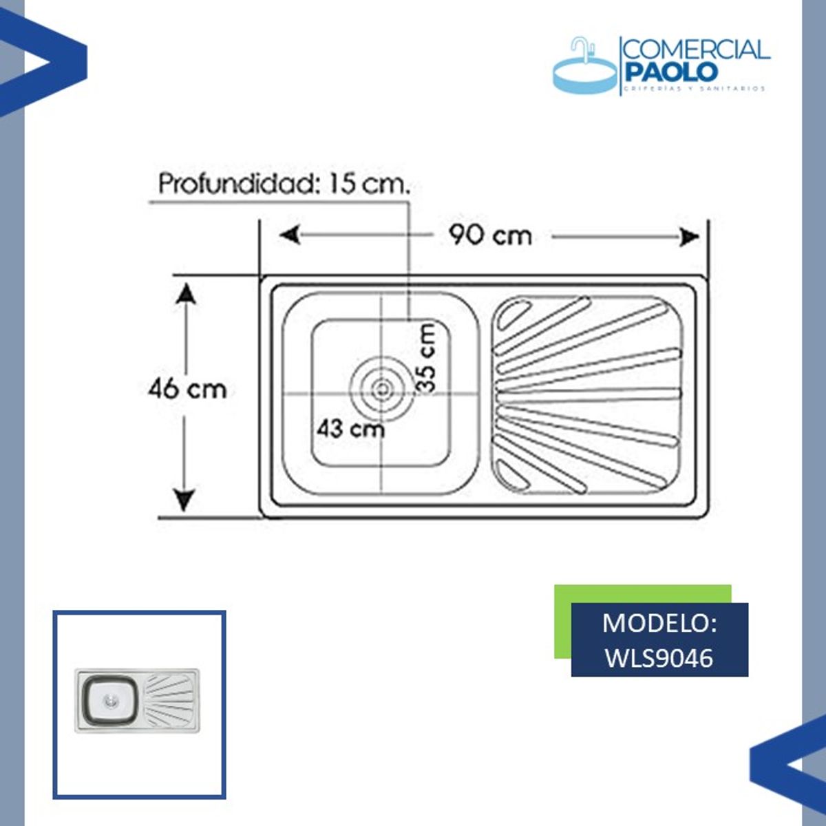 XM - LAVADERO DE COCINA CON ESCURRIDERO WLS9046