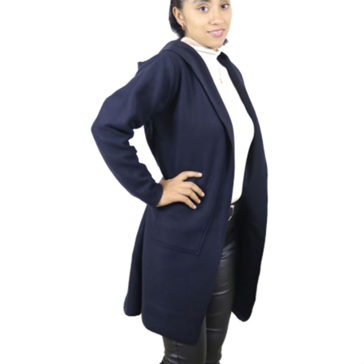 GENERICO - SACO ABRIGO LARGO SUAVE CON CAPUCHA MUJER