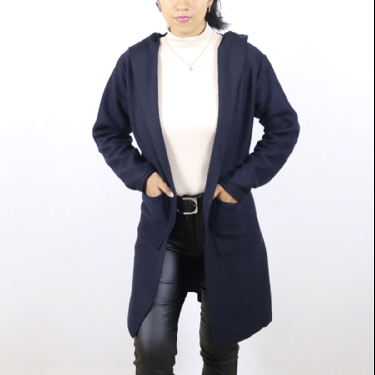 GENERICO - SACO ABRIGO LARGO SUAVE CON CAPUCHA MUJER