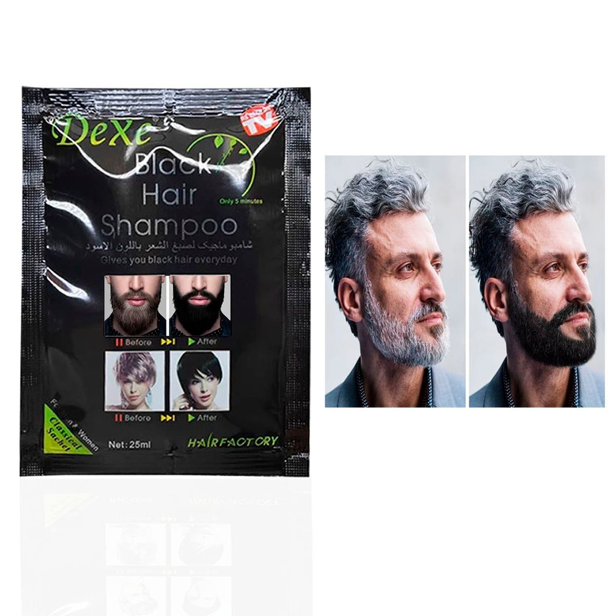 DEXE - TINTE  BLACK HAIR CABELLO Y BARBA A NEGRA 1SET