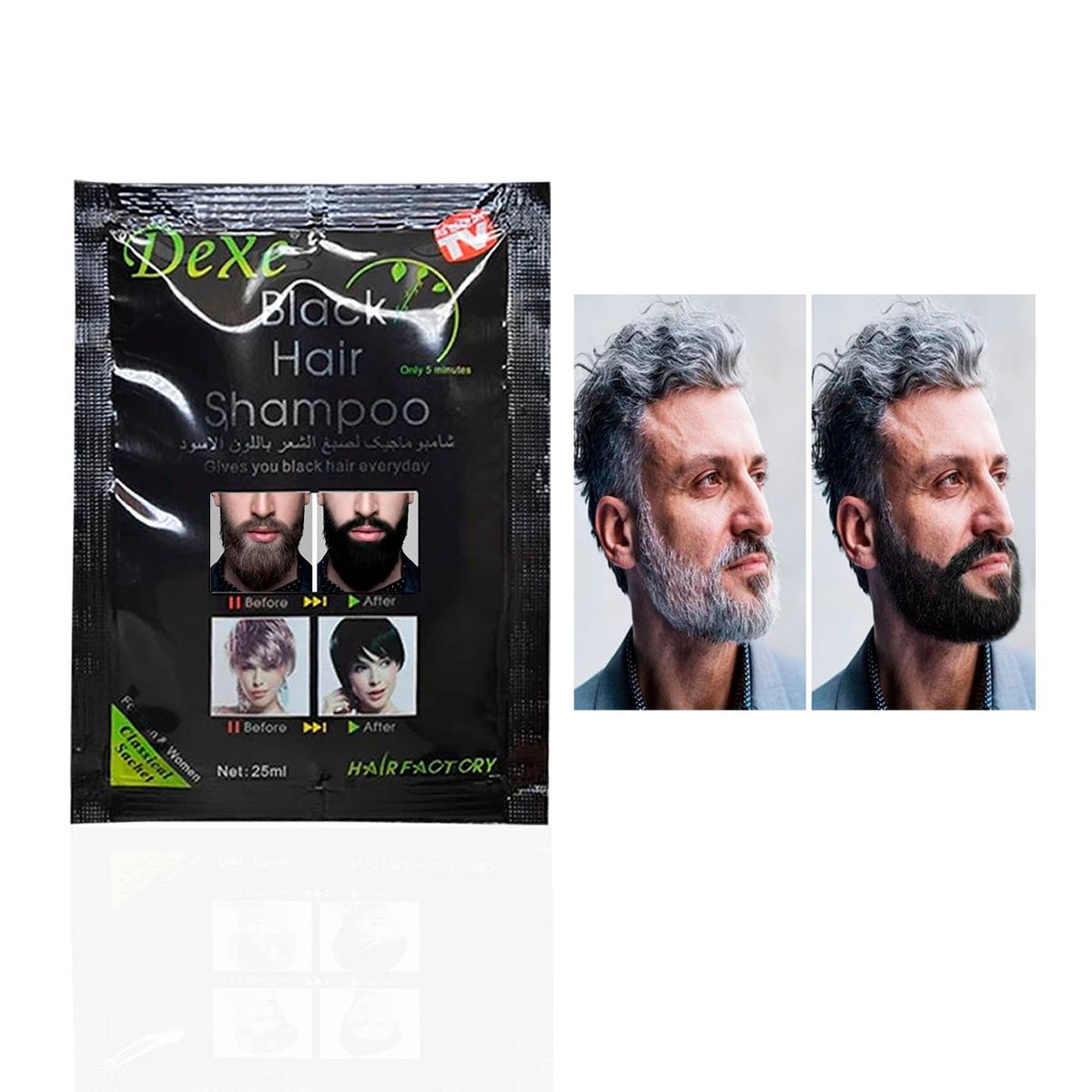 DEXE - TINTE  BLACK HAIR CABELLO Y BARBA A NEGRA 1SET