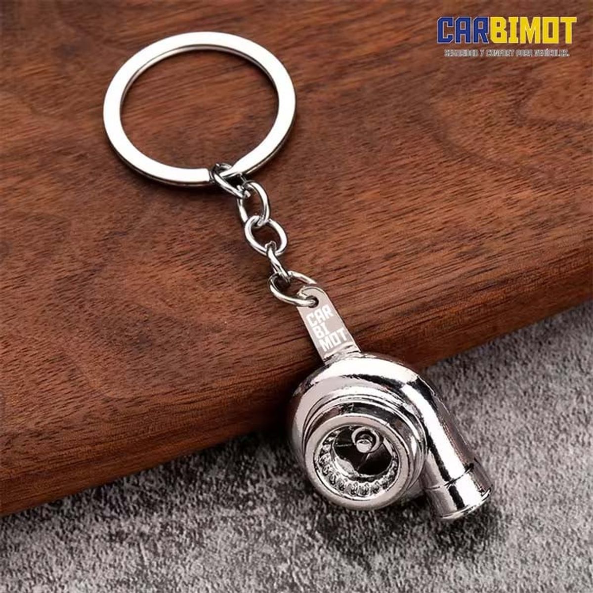 GENERICO - Llavero porta llaves automovil turbo plateado
