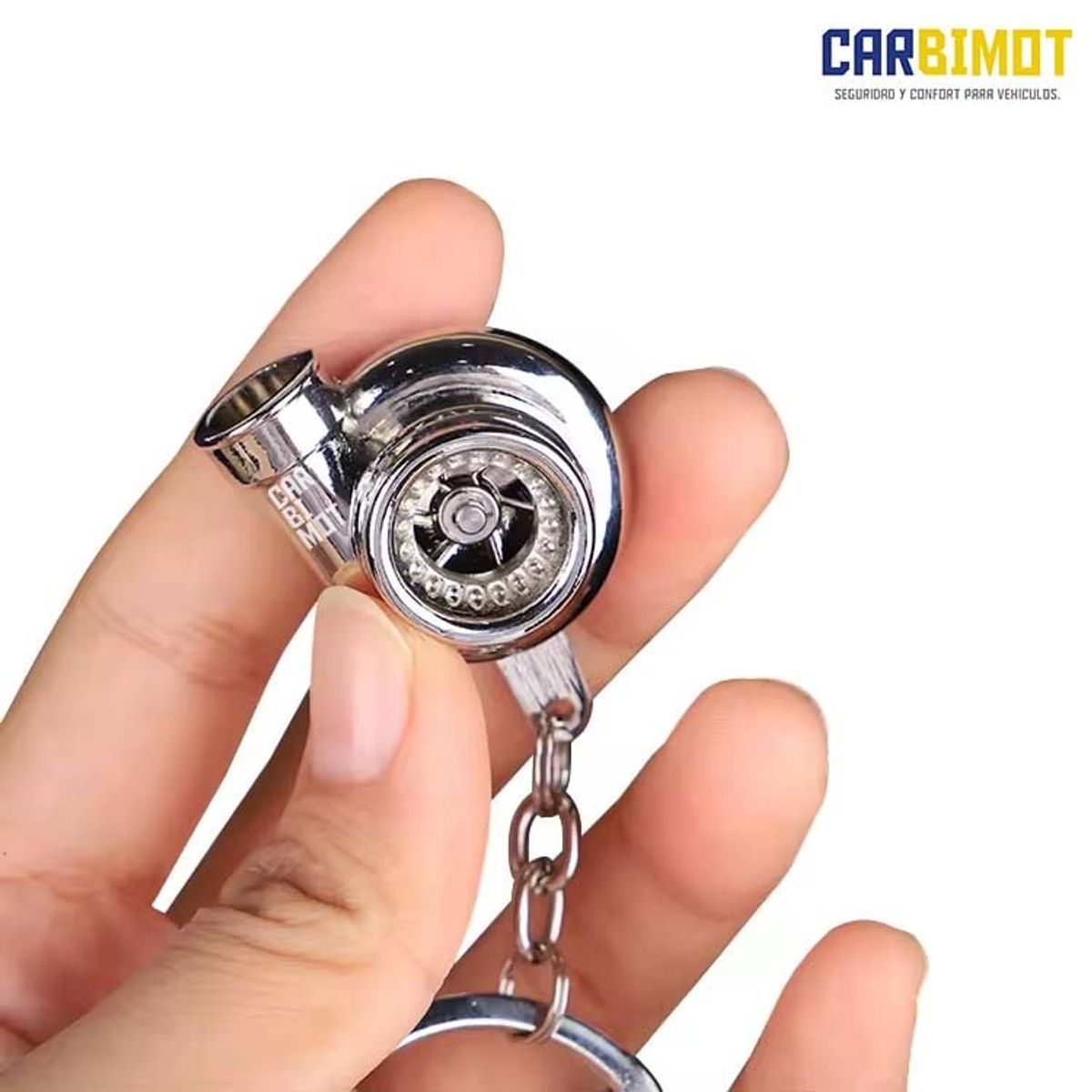 GENERICO - Llavero porta llaves automovil turbo plateado