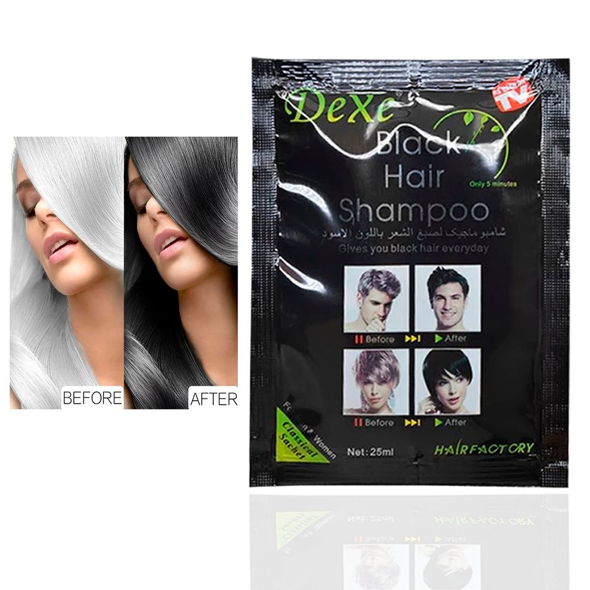 DEXE - TINTE  BLACK HAIR CABELLO, BARBA  Y PESTAÑA  1SET