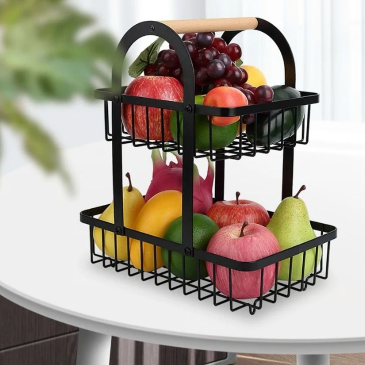 GENERICO - Frutero Desmontable de Color Negro 2 Niveles