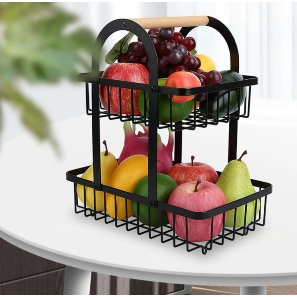 GENERICO - Frutero Desmontable de Color Negro 2 Niveles