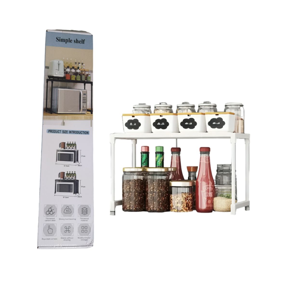 GENERICO - Organizador Base para microondas de metal Blanco