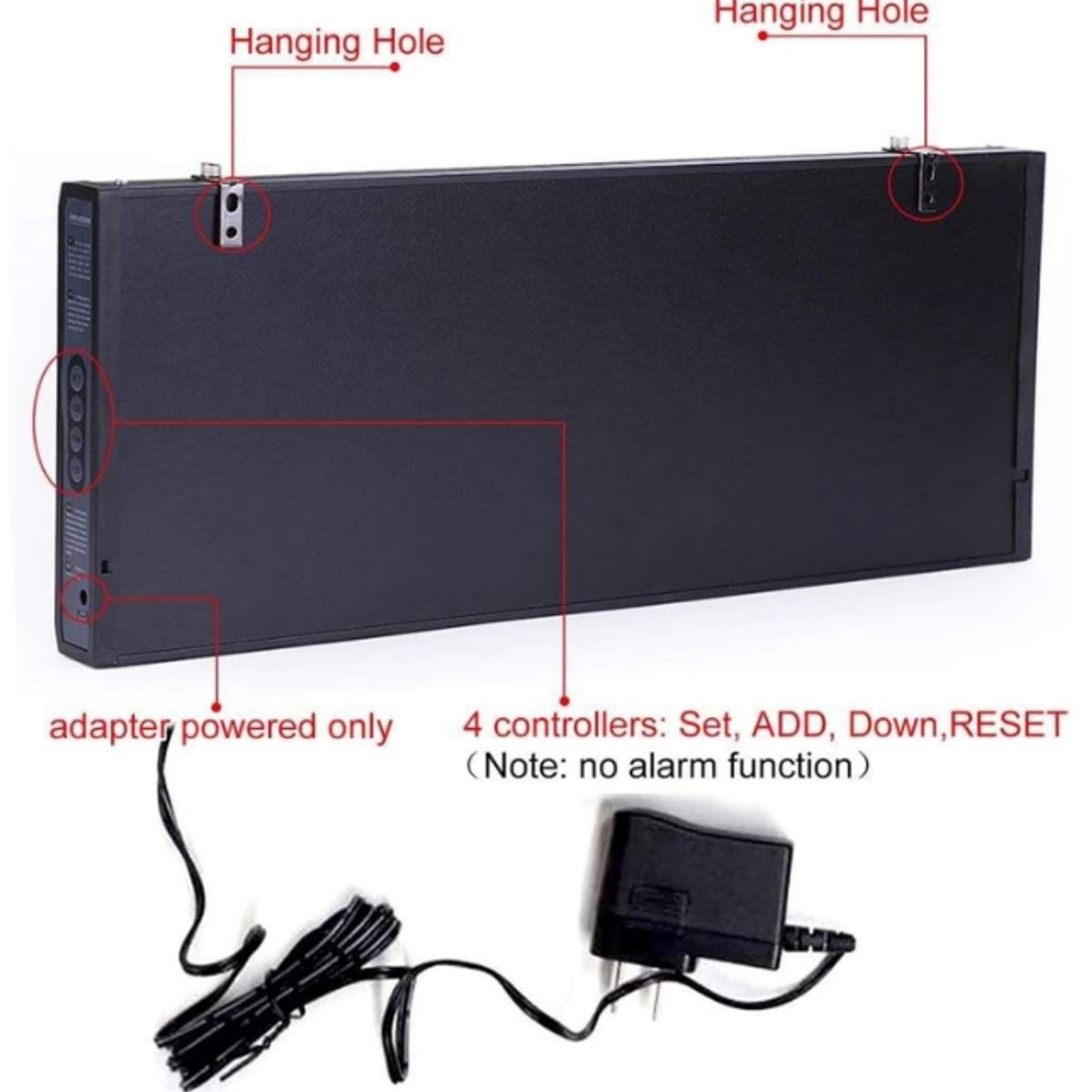 GENERICO - Reloj Digital LED 45x22cm de Pared de Sala - Oficina - Departamento