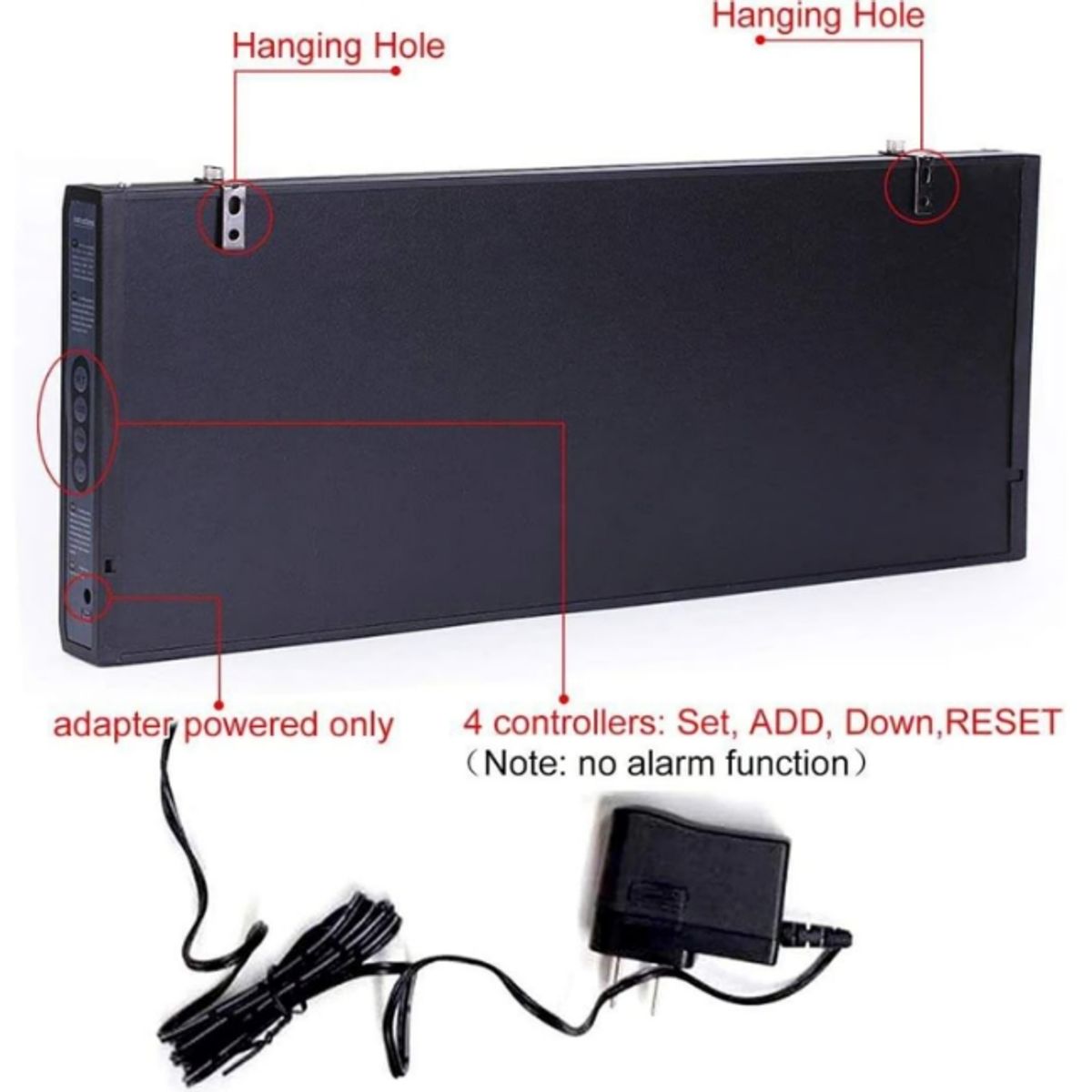 GENERICO - Reloj Digital LED 45x22cm de Pared de Sala - Oficina - Departamento