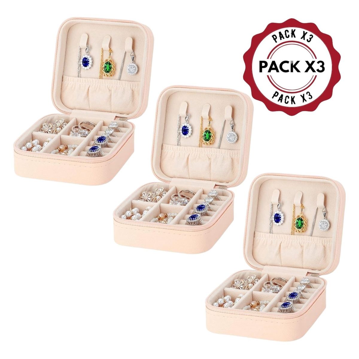 OEM - Pack 03 Mini Organizador de Joyas Portátil para Anillos, etc