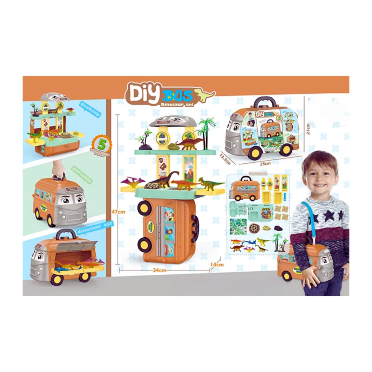 GENERICO - AUTOBUS DE DINOSAURIO 5 EN 1