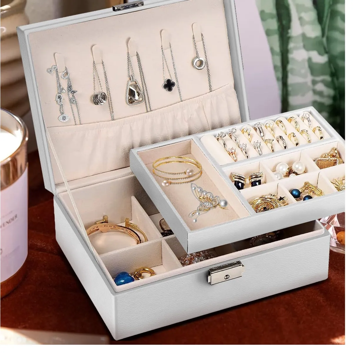 OEM - Organizador de Joyas de con Bandeja Extraíble Color Blanco