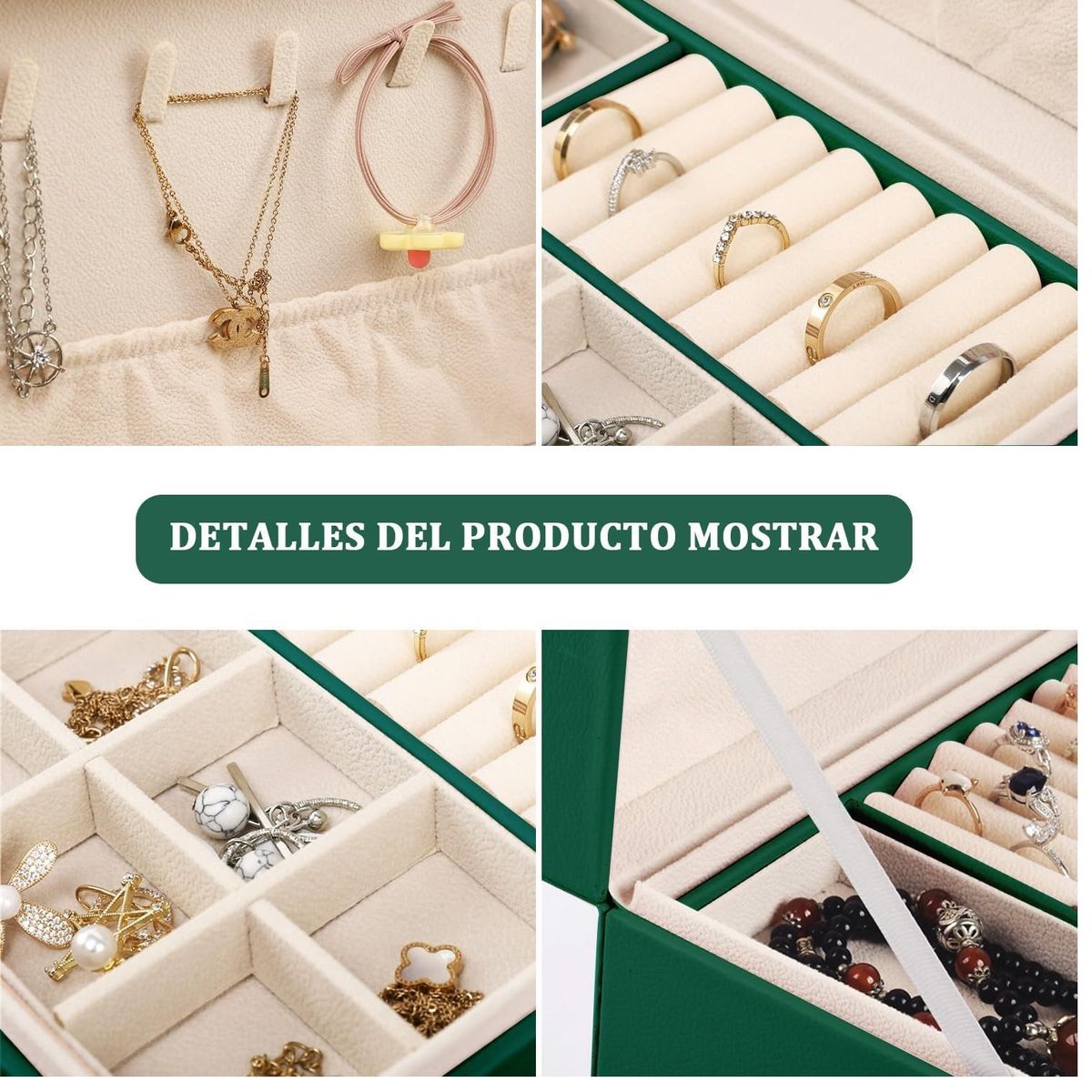 OEM - Organizador de Joyas de con Bandeja Extraíble Color Verde