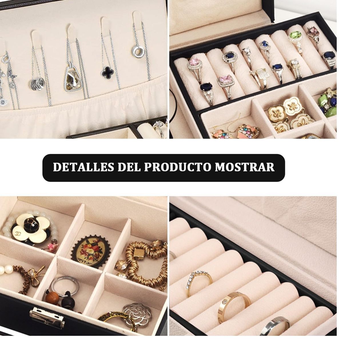 OEM - Organizador de Joyas de con Bandeja Extraíble Color Negro