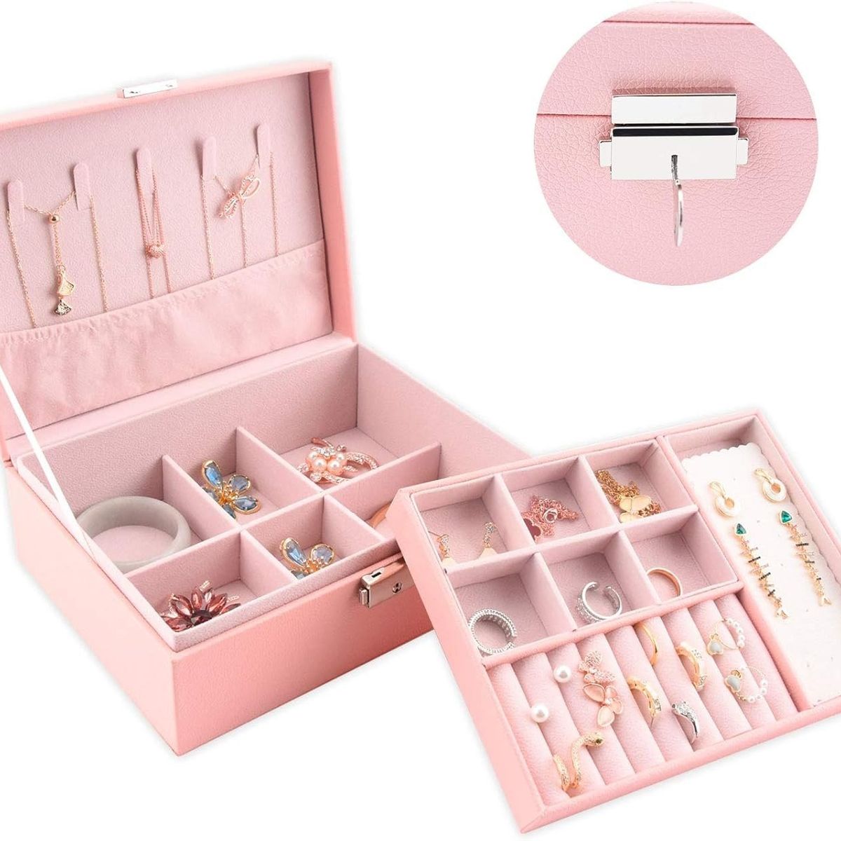 OEM - Organizador de Joyas de con Bandeja Extraíble Color Rosado